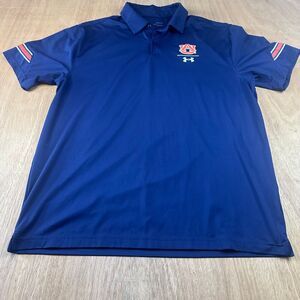 Under Armour Auburn Tigers Polo Shirt Men’s Large Navy Blue HeatGear NCAA